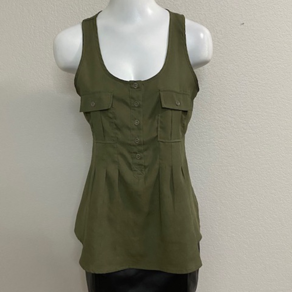 Naked Zebra Olive Green Fitted Tank